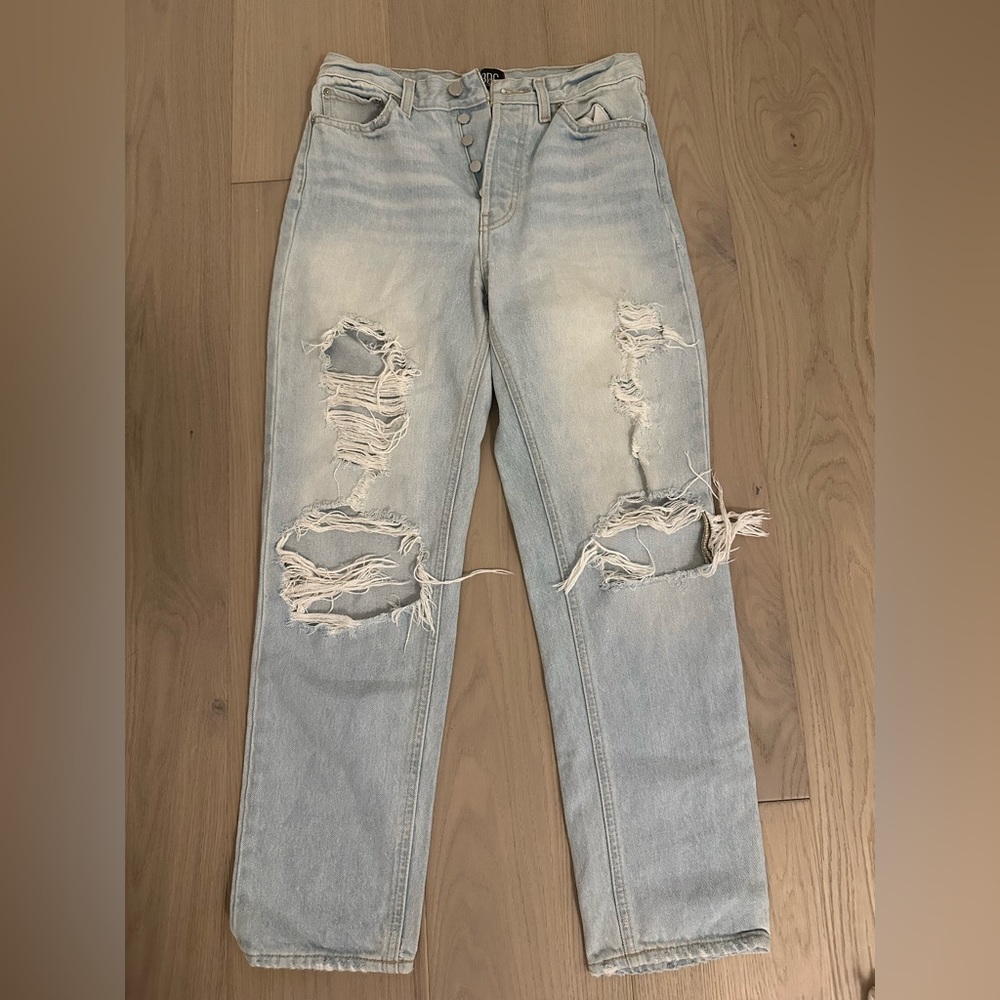 Slim straight leg light wash jeans